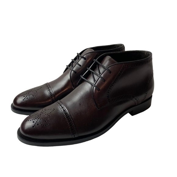 marc joseph New York Gold Mens Allen St Chukka Boots Leather Napa Wine Size US 9 - Picture 1 of 6